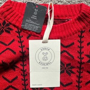 Vintage Fair Isle Urban Renewal black and read sweater.